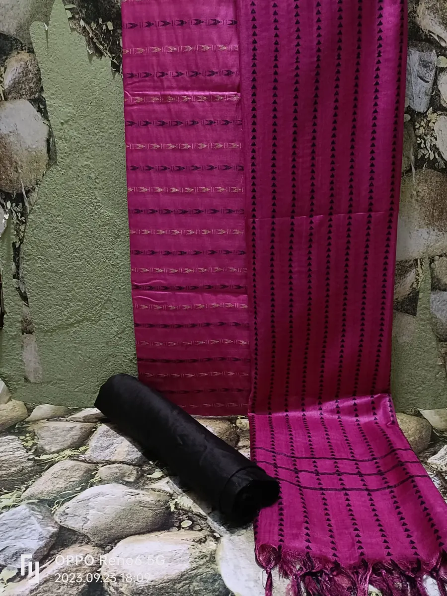 Luxurious Katan Silk Suit Piece with Intricate Weaving Design